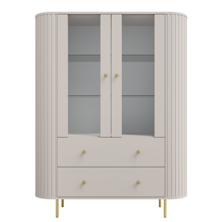 Witryna beżowa szeroka 120 cm zaokrąglone boki frez 112 OLIVO